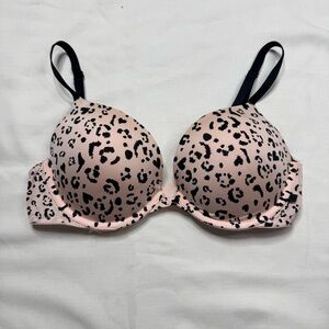 Victoria’s Secret Leopard Print Women's Push Up Bra - Pink and Black